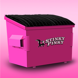 Commercial Dumpster Stinky Pinky graphic illustration